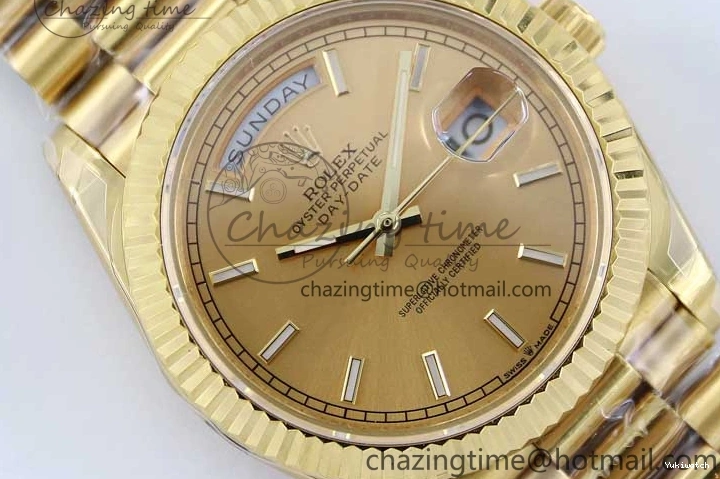 Bracelet YG 40mm Steel 904L 1:1 on YG TWF Dial Edition A2836 Best Crystal Date YG Day 0311